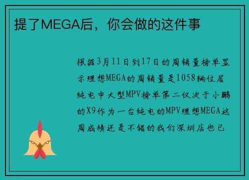 提了MEGA后，你会做的这件事